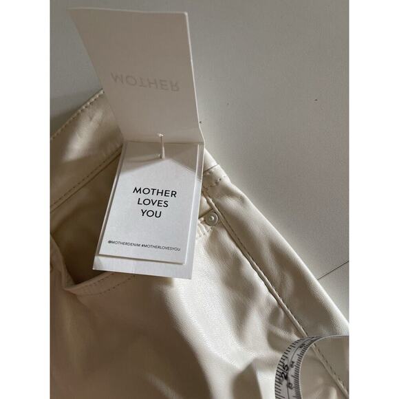 Mother Super Swooner Faux Leather Cream Ivory Skinny Pants Size‎ 34 NWT - Picture 12 of 15